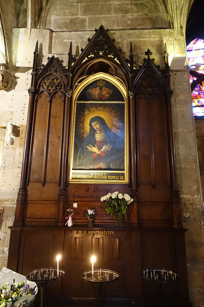 Aušros Vartų Švč. Mergelės Marijos paveikslas ir Vytis Šv. Severino bažnyčioje