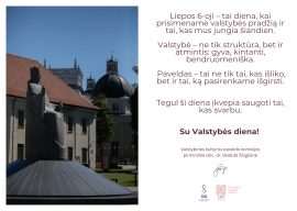 Su artėjančia Valstybės diena, mieli tautiečiai!