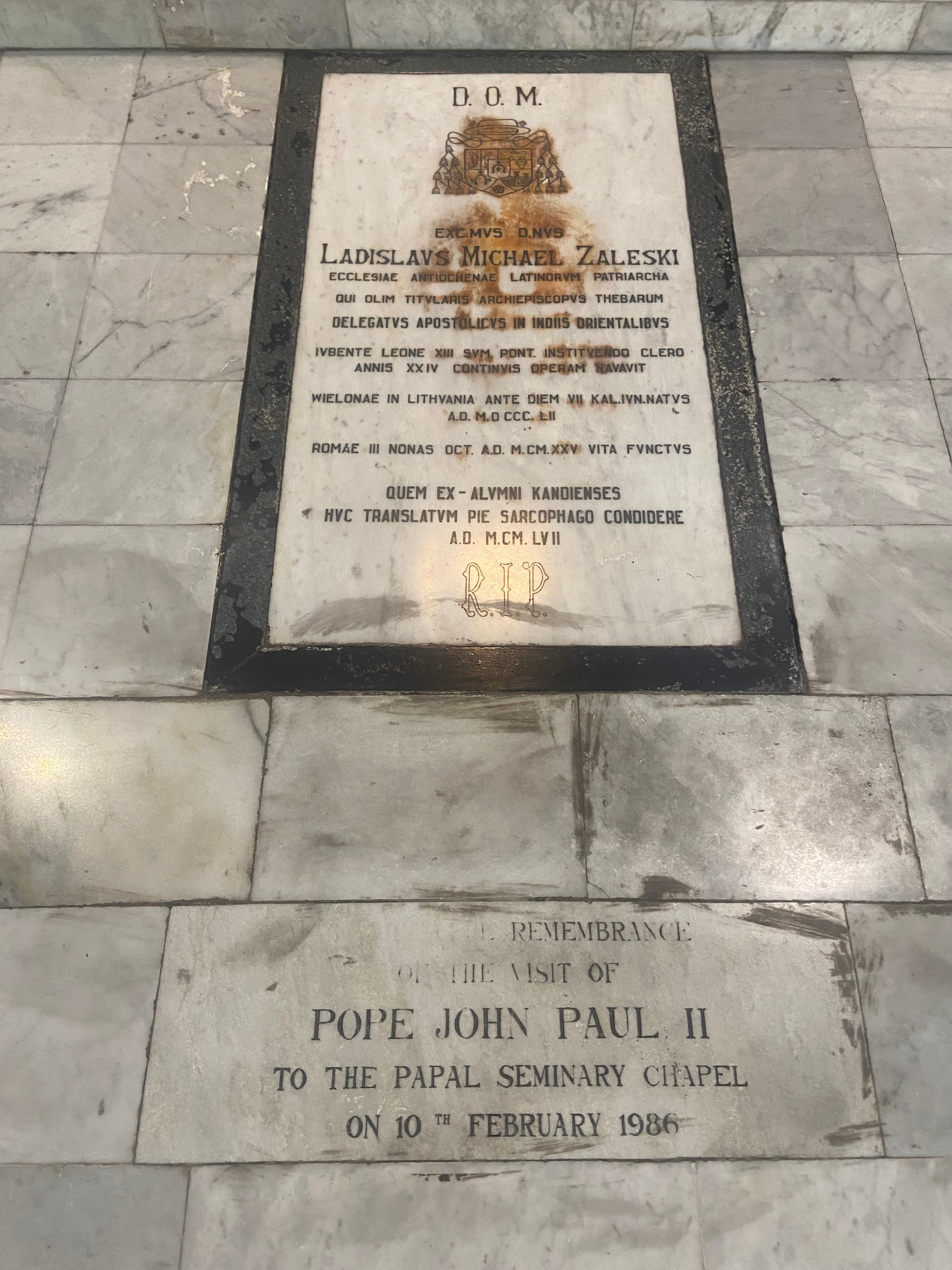 Arkivyskupo Vladislovo Mykolo Zaleskio kapas Punės popiežiškoje seminarijoje